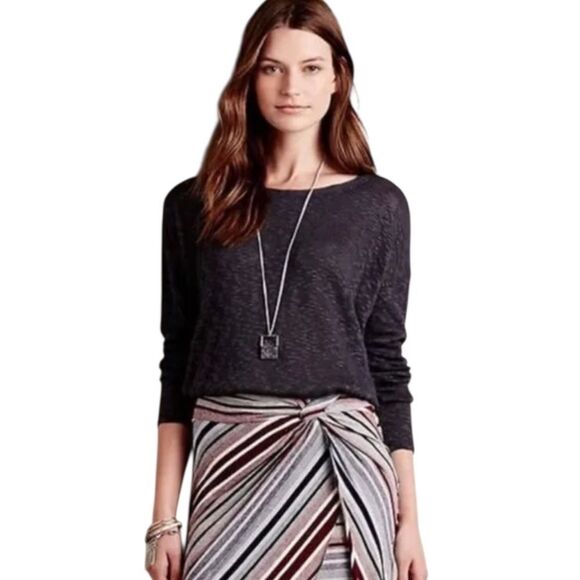 Anthropologie Deletta Nubby Circle Tee in Black Size Small - Picture 1 of 7